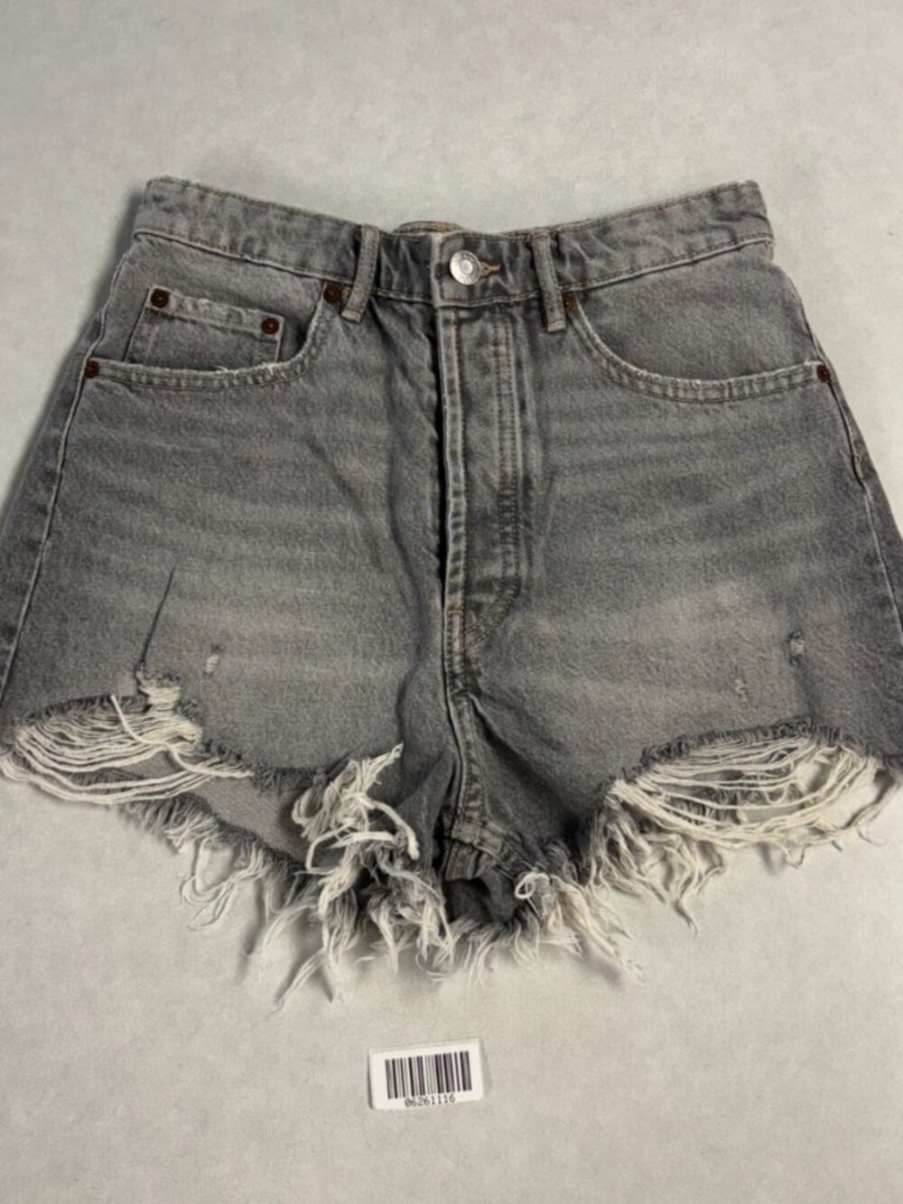 Zara Womens High Waisted Frayed Hem Shorts Black Size 6